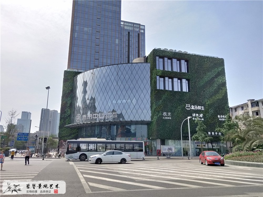 成都大型商场室外防抗紫外线植物墙 (2)