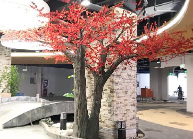 火锅店仿真桃花树造景
