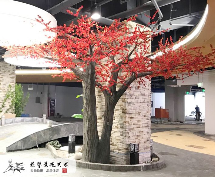 火锅店仿真桃花树造景