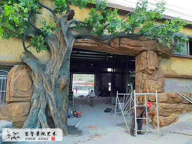 厂房仿真榕树大门