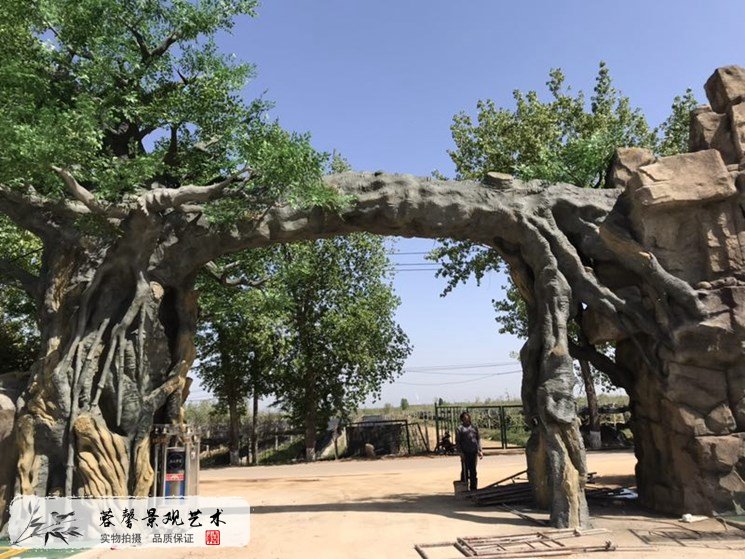 仿真榕树水泥塑石大门